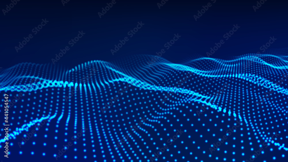 Digital technology wave. Abstract background with dots moving in space. Futuristic modern dynamic wave. Vector illustration. Digital technology wave. Abstract background with dots moving in space. Futuristic modern dynamic wave. Vector illustration.
