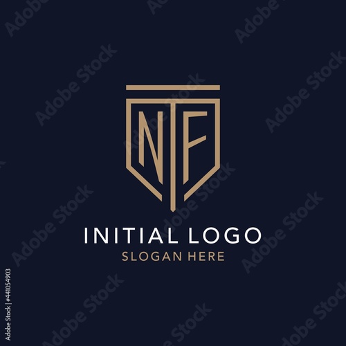 NF initial logo monogram with simple luxury shield icon design