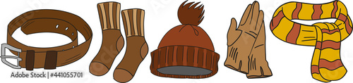 Collection of items related to autumn and winter vector