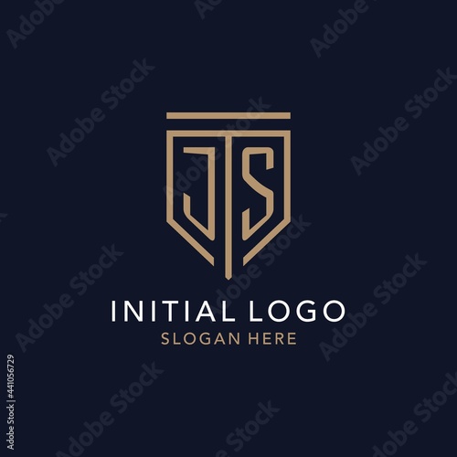 JS initial logo monogram with simple luxury shield icon design