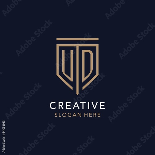 UD initial logo monogram with simple luxury shield icon design