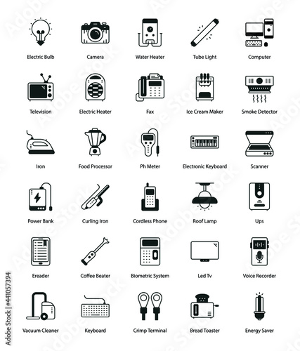 Electronics icons. icons of electric devise. 