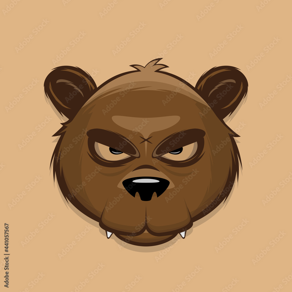 Obraz premium angry cartoon illustration of a brown bear head