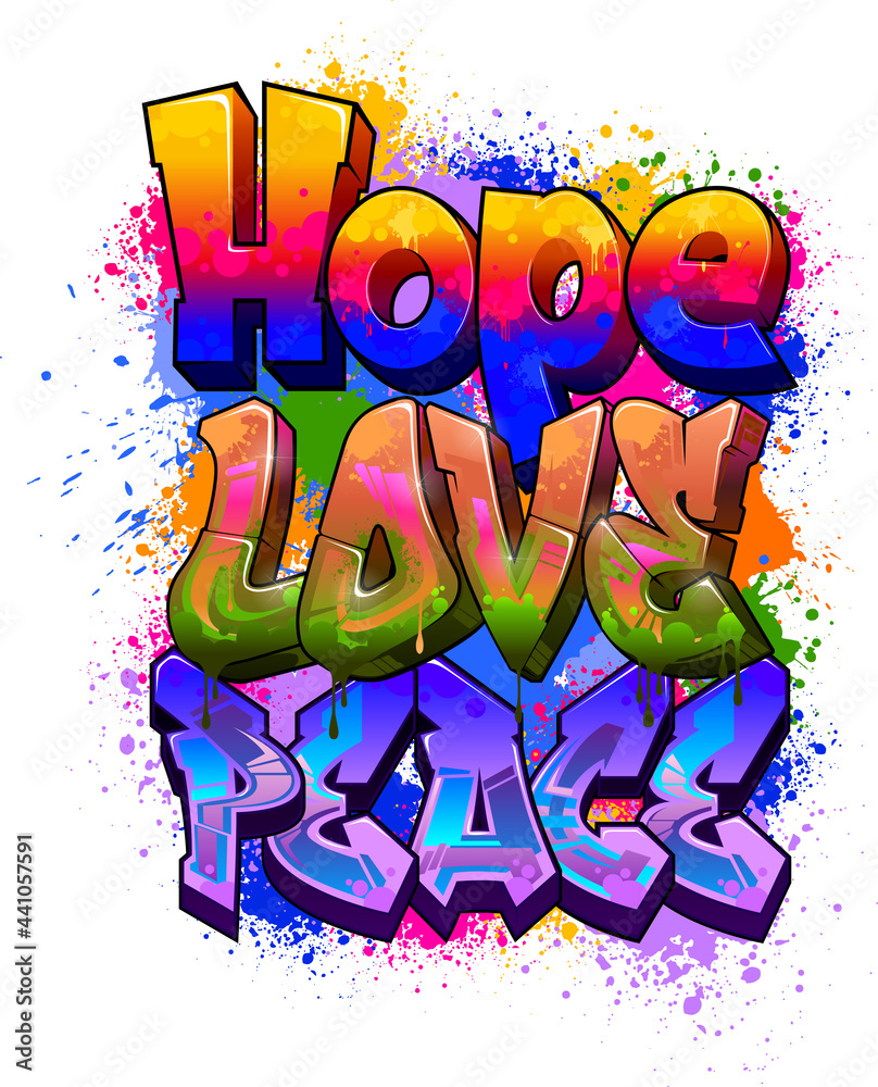 Hope Love Peace Graffiti Stock Vector | Adobe Stock