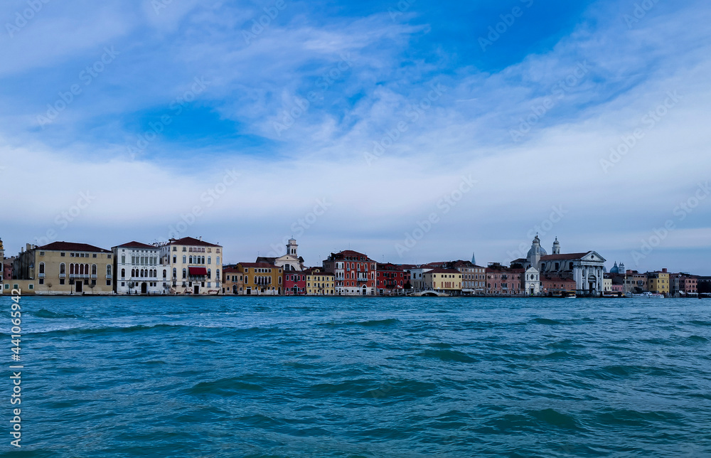 View of the houses of Venice from the water