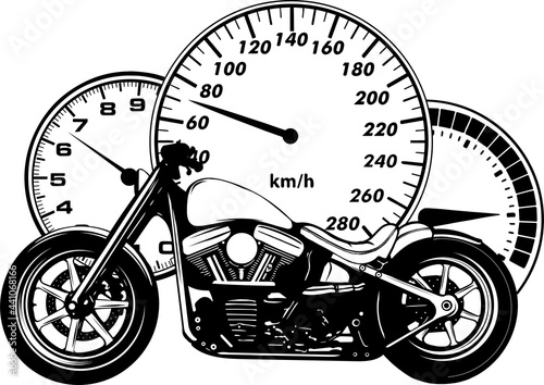 custom Motorcycle with speedometer vector illustration design