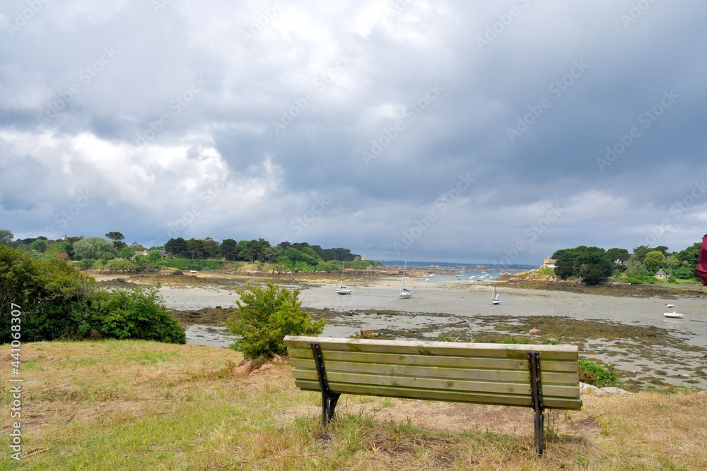 Beautiful seascape on the Brehat island in Brittany. France