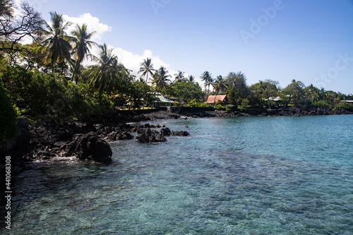 tropical island with boats