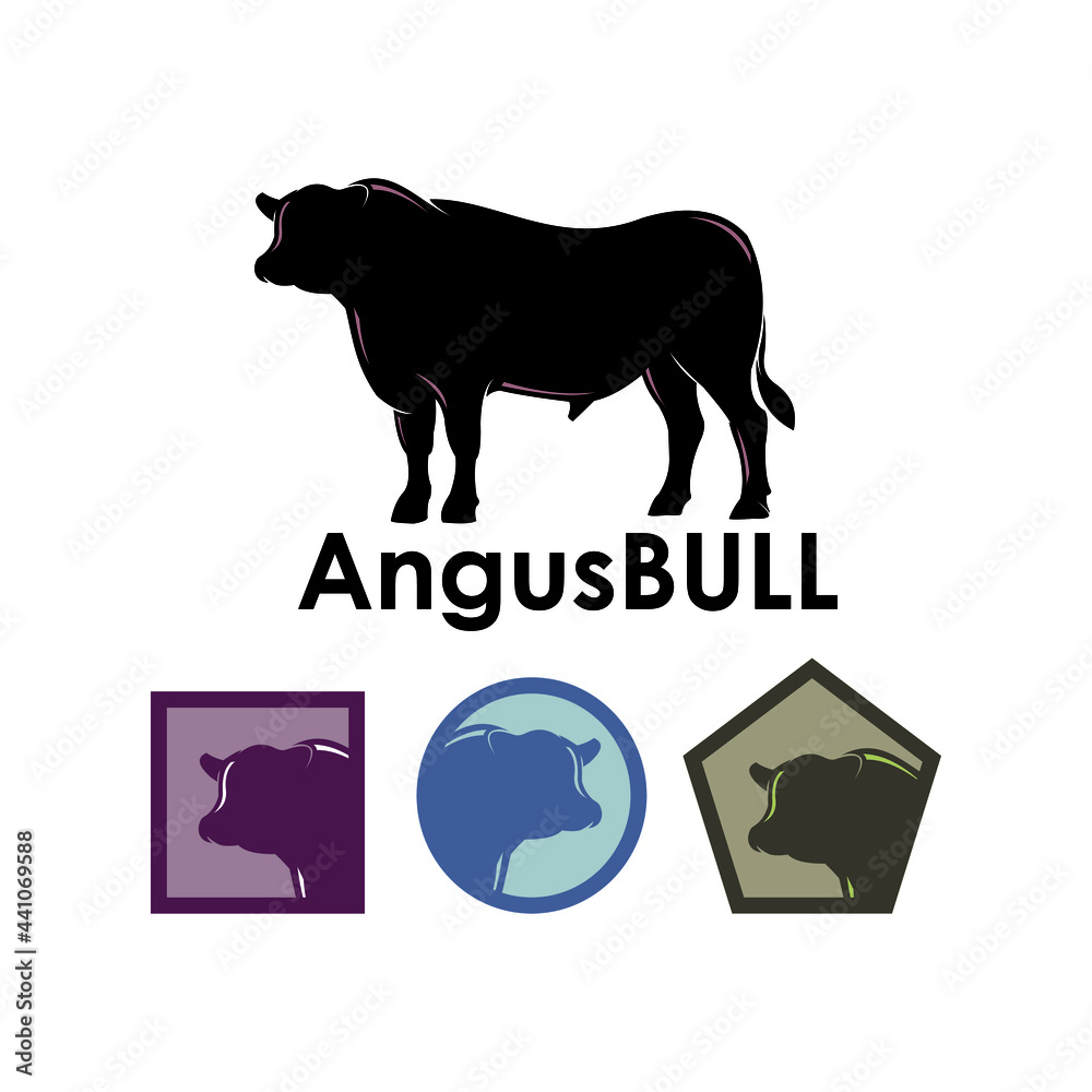 Big Bull Angus Logo Silhouette Of Strong And Powerful Cattle Standing big-bull-angus-logo-silhouette-of-strong-and-powerful-cattle-standing
