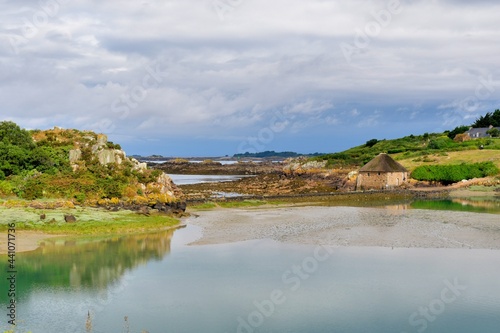 Beautiful seascape on the Brehat island in Brittany. France