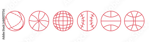Мячик, balls, basketballs, sports equipment, red balls for football volleyball and basketball, new vector icons