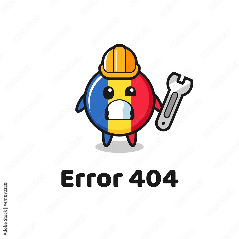 error 404 with the cute romania flag badge mascot error 404 with the cute romania flag badge mascot