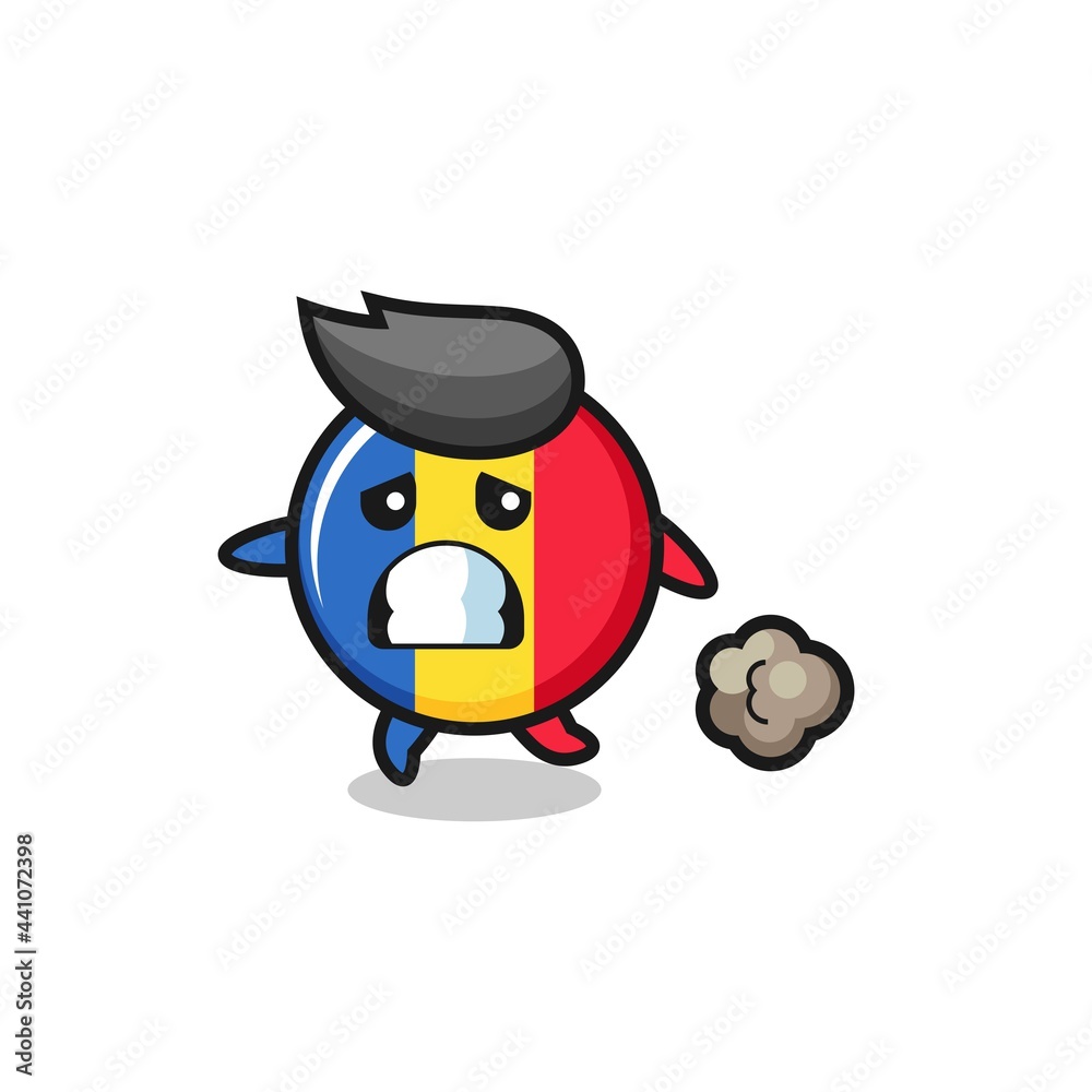 illustration of the romania flag badge running in fear