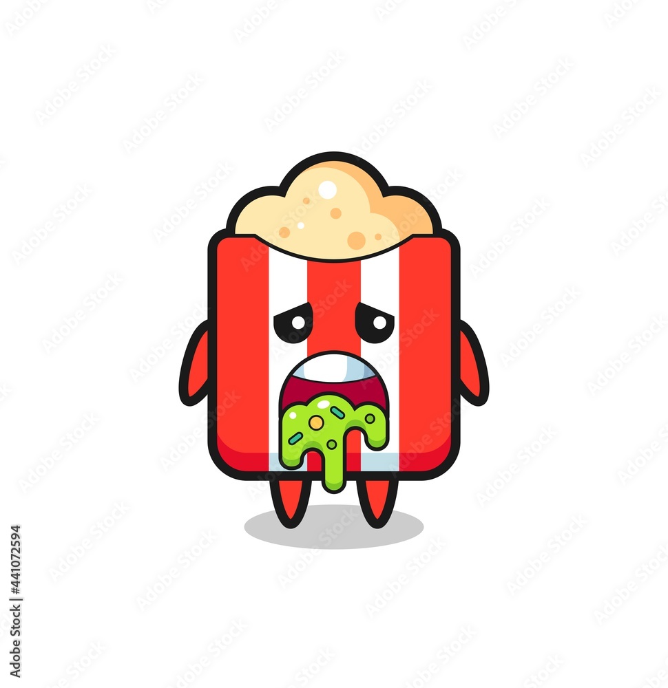 Obraz premium the cute popcorn character with puke
