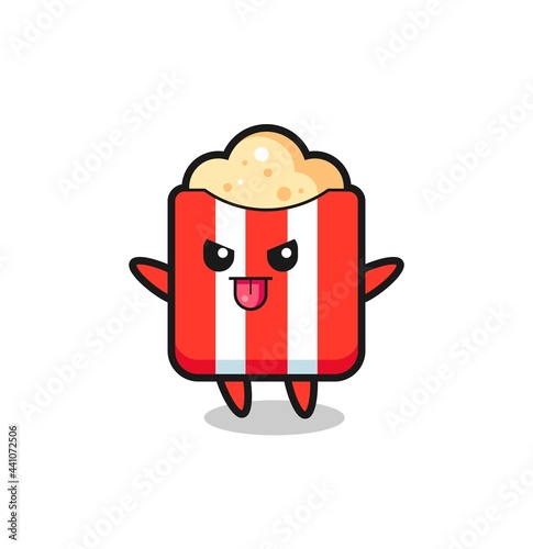 naughty popcorn character in mocking pose