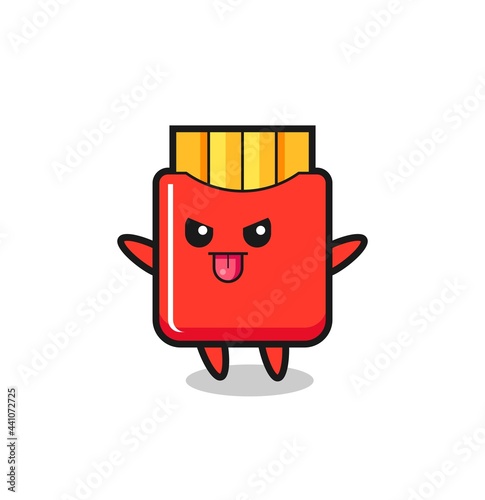 naughty french fries character in mocking pose