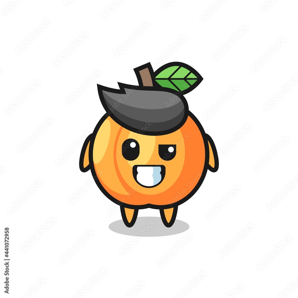 cute apricot mascot with an optimistic face