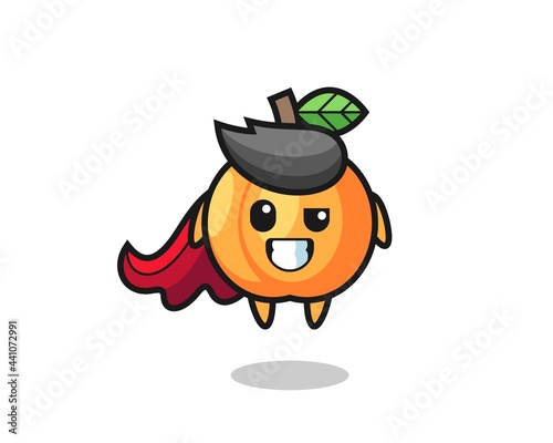 the cute apricot character as a flying superhero