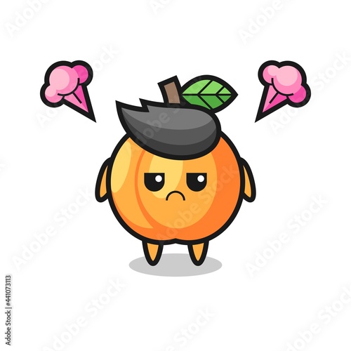 annoyed expression of the cute apricot cartoon character