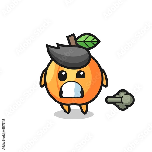 the illustration of the apricot cartoon doing fart