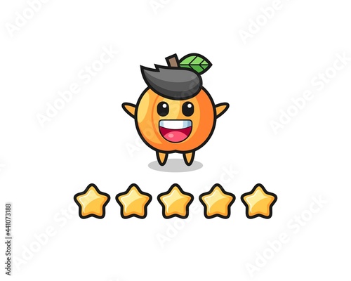 the illustration of customer best rating, apricot cute character with 5 stars © heriyusuf