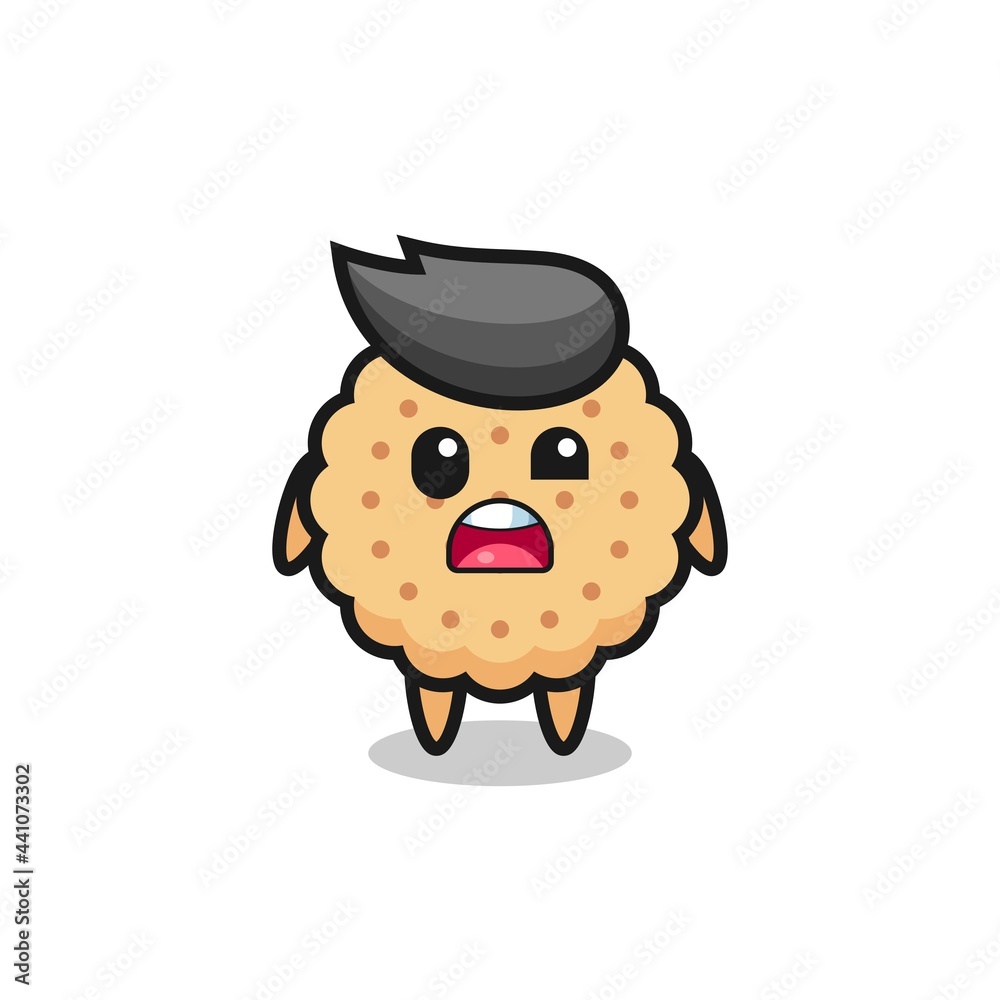 the shocked face of the cute round biscuits mascot the shocked face of the cute round biscuits mascot