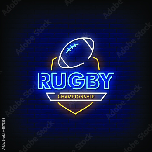 Rugby Championship Neon Signs Style Text Vector
