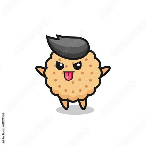 naughty round biscuits character in mocking pose