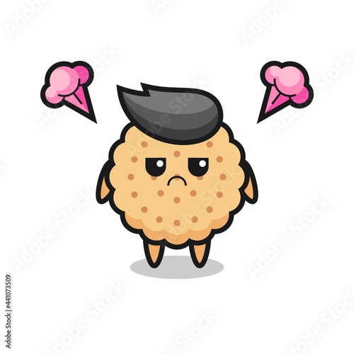 annoyed expression of the cute round biscuits cartoon character