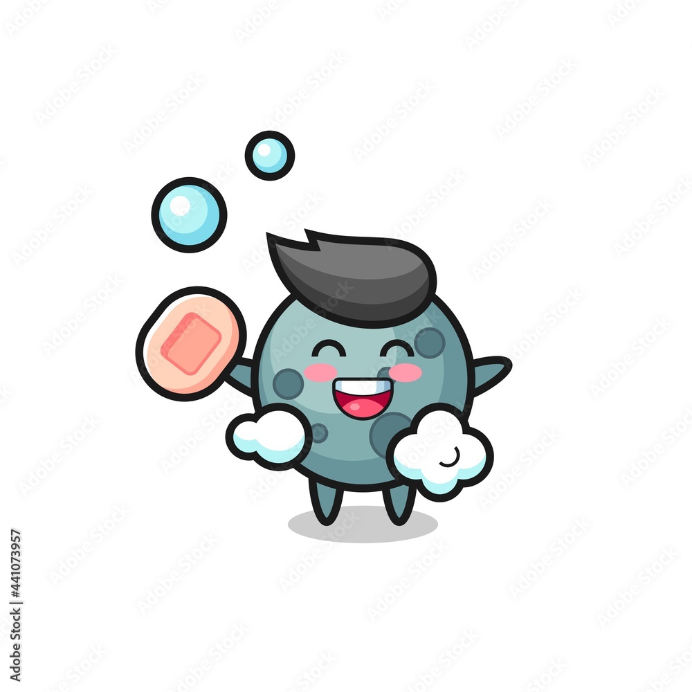 asteroid character is bathing while holding soap asteroid character is bathing while holding soap