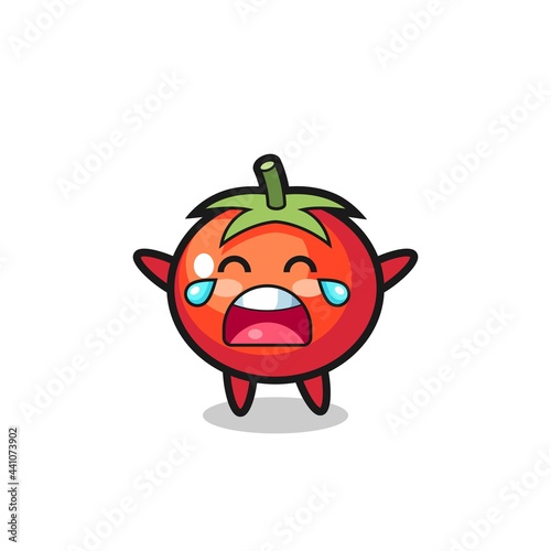 the illustration of crying tomatoes cute baby