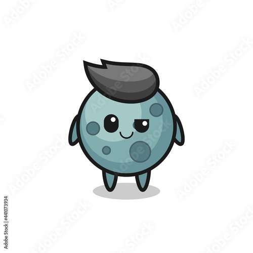 asteroid cartoon with an arrogant expression