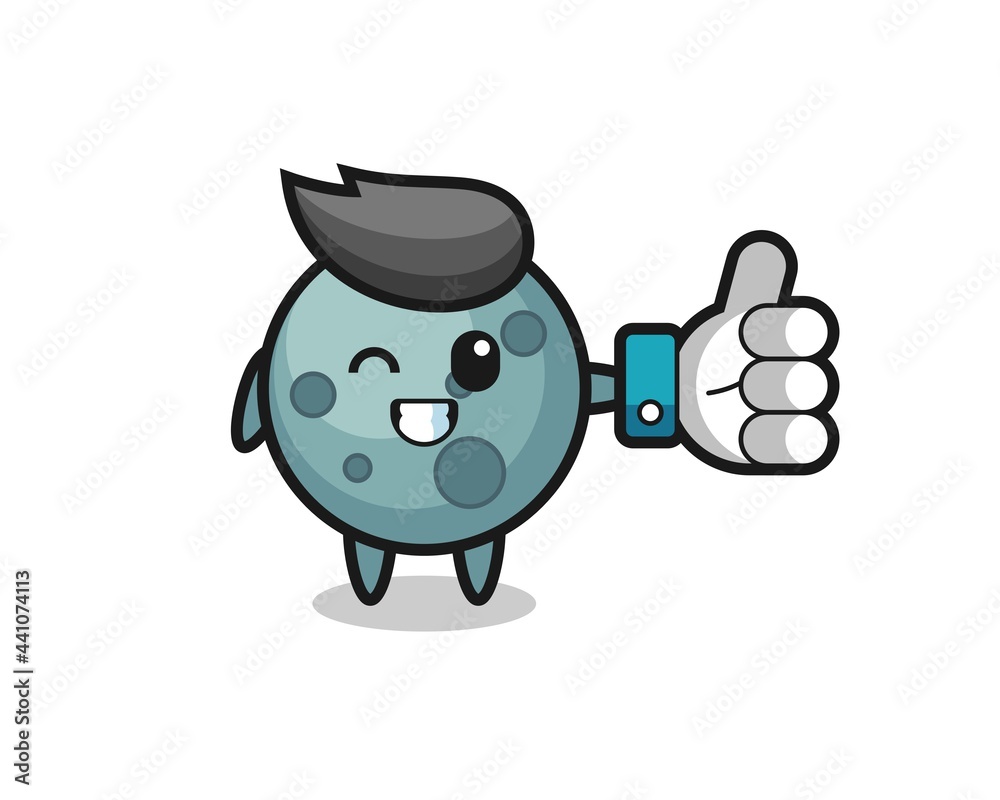 cute asteroid with social media thumbs up symbol cute asteroid with social media thumbs up symbol