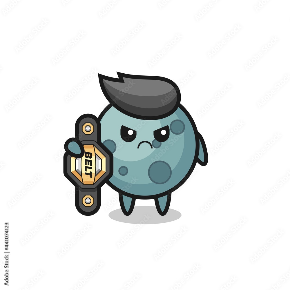 asteroid mascot character as a MMA fighter with the champion belt asteroid mascot character as a MMA fighter with the champion belt