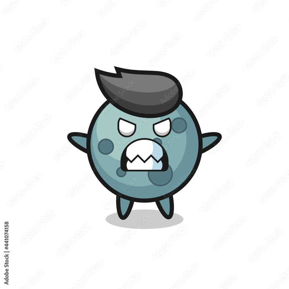 wrathful expression of the asteroid mascot character