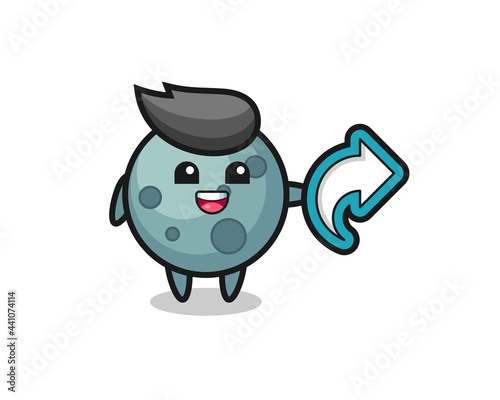 cute asteroid hold social media share symbol