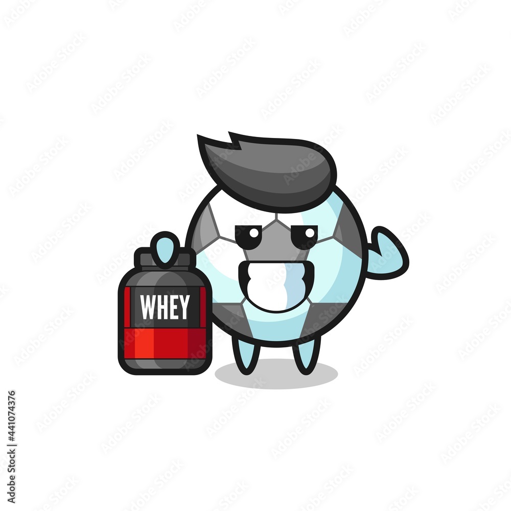 the muscular football character is holding a protein supplement the muscular football character is holding a protein supplement