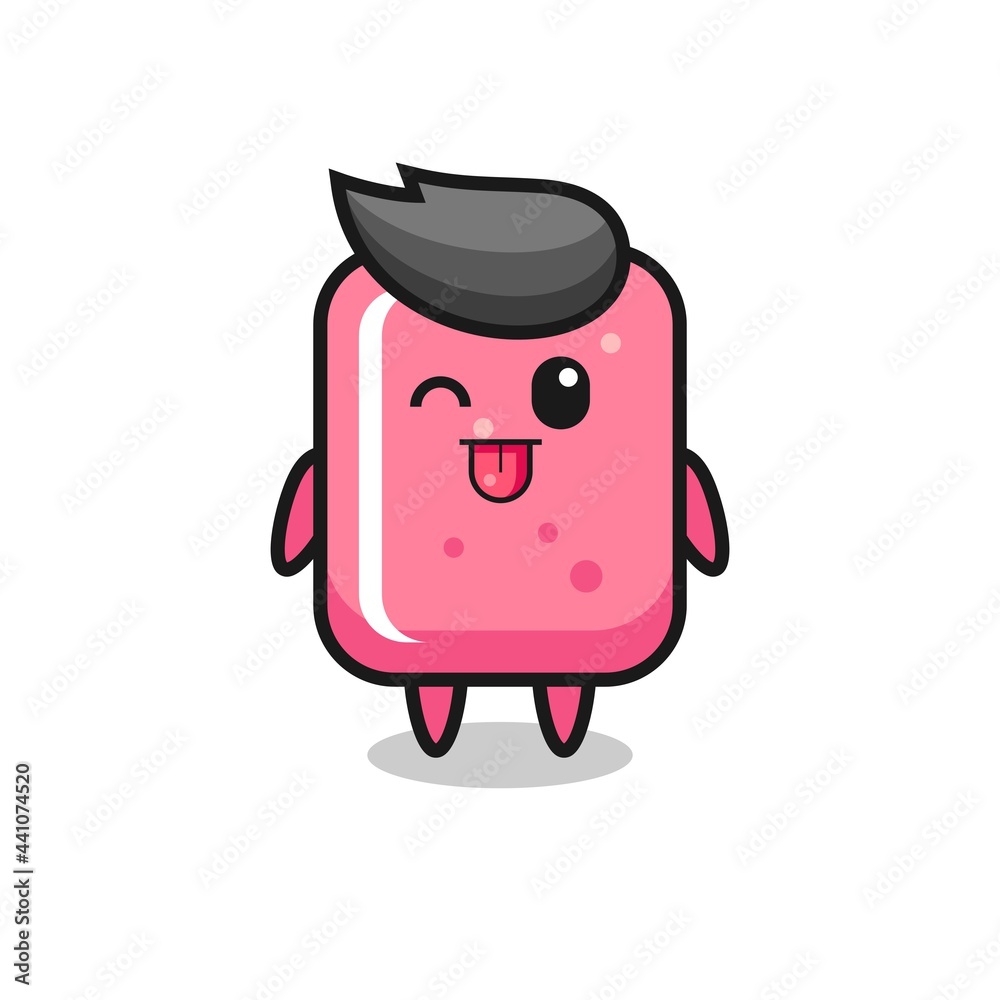 cute bubble gum character in sweet expression while sticking out her tongue cute bubble gum character in sweet expression while sticking out her tongue