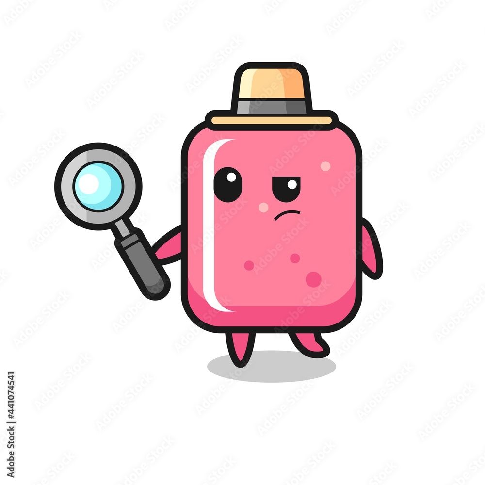 bubble gum detective character is analyzing a case bubble gum detective character is analyzing a case