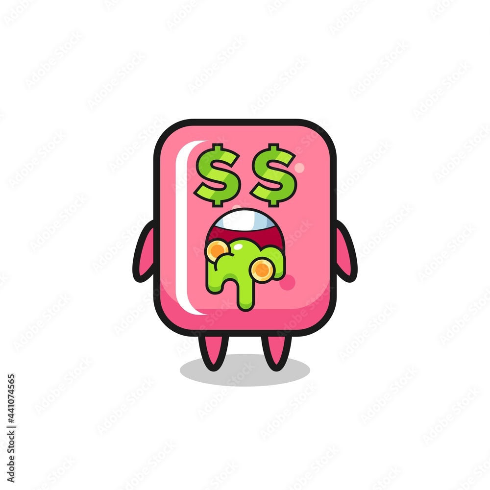 bubble gum character with an expression of crazy about money bubble gum character with an expression of crazy about money