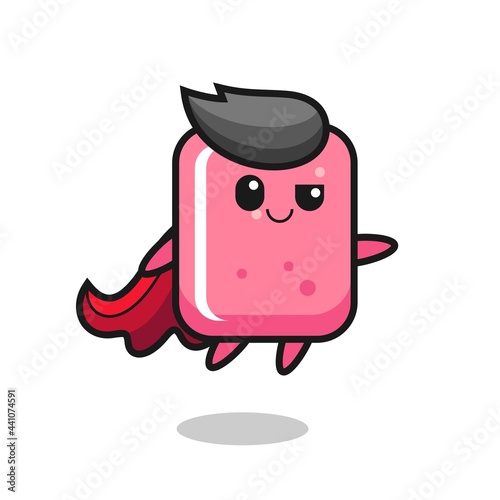 cute bubble gum superhero character is flying