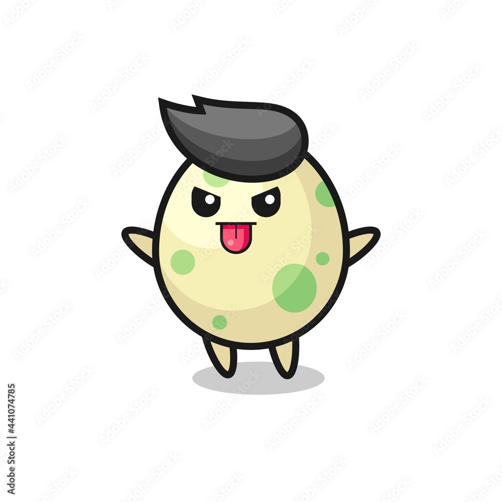 naughty spotted egg character in mocking pose naughty spotted egg character in mocking pose