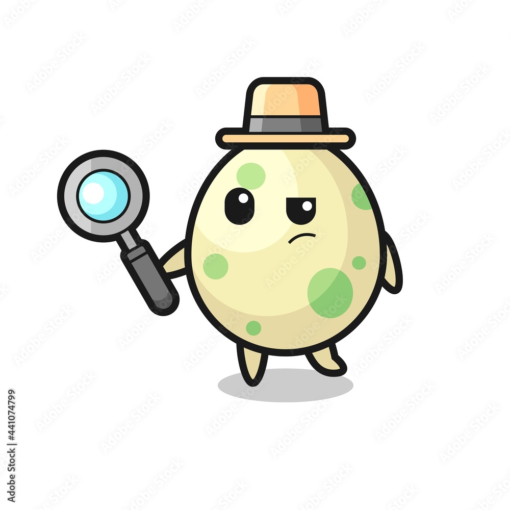 spotted egg detective character is analyzing a case