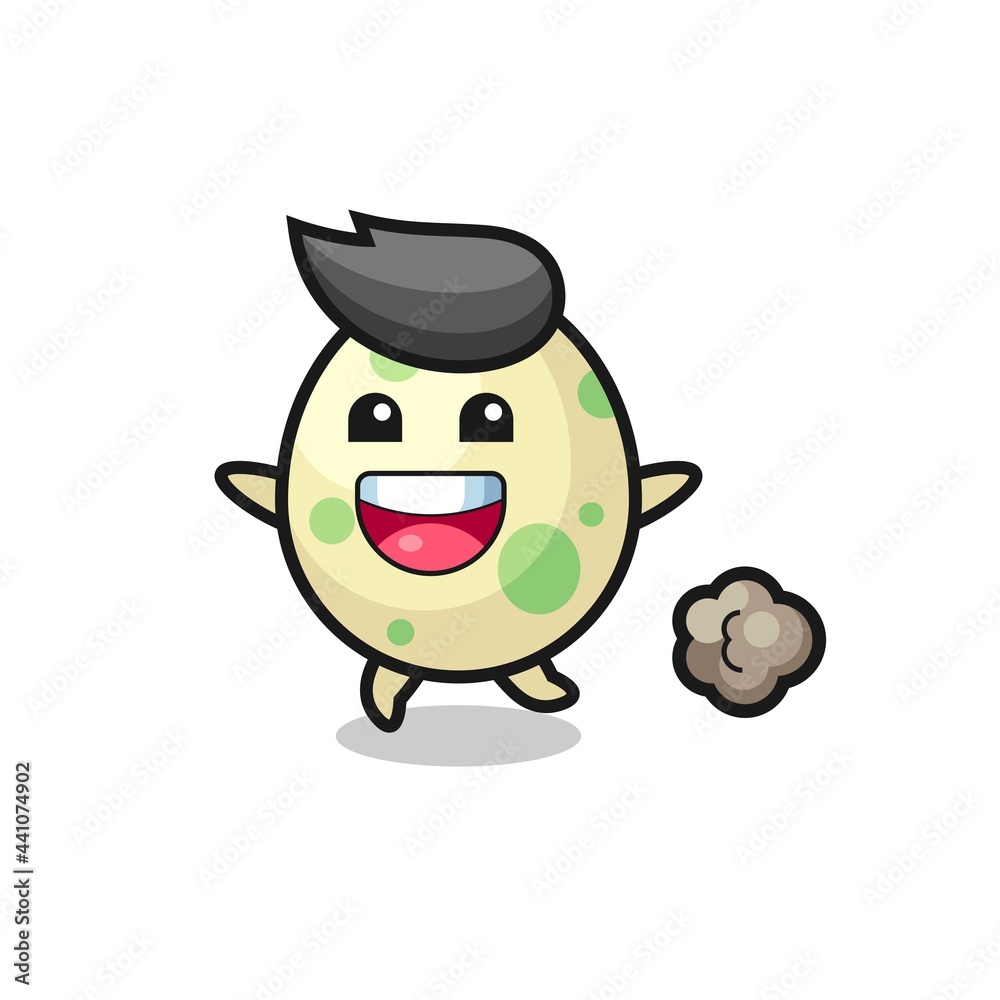 the happy spotted egg cartoon with running pose the happy spotted egg cartoon with running pose