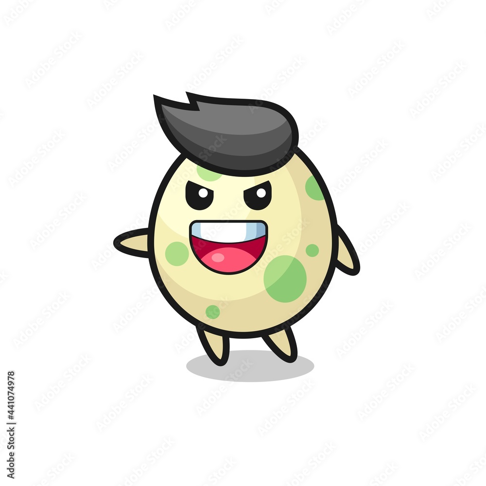 spotted egg cartoon with very excited pose spotted egg cartoon with very excited pose