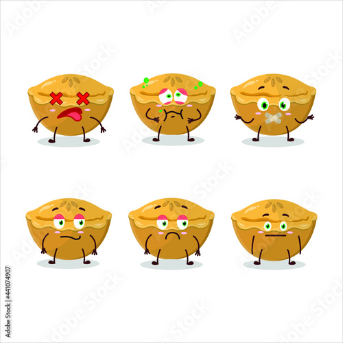 Pie cake cartoon character with nope expression. Vector illustration