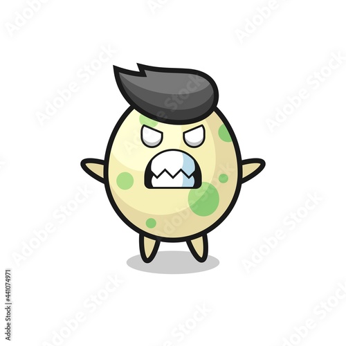 wrathful expression of the spotted egg mascot character