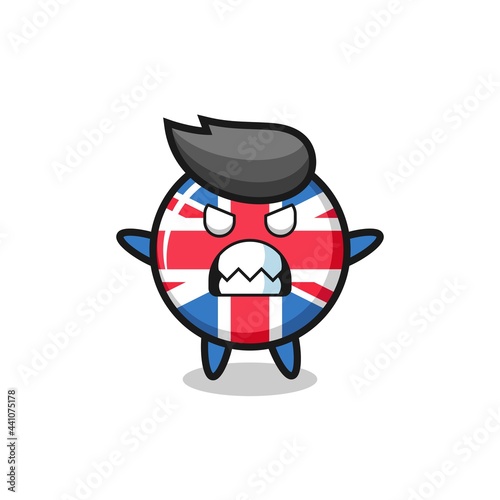 wrathful expression of the united kingdom flag badge mascot character