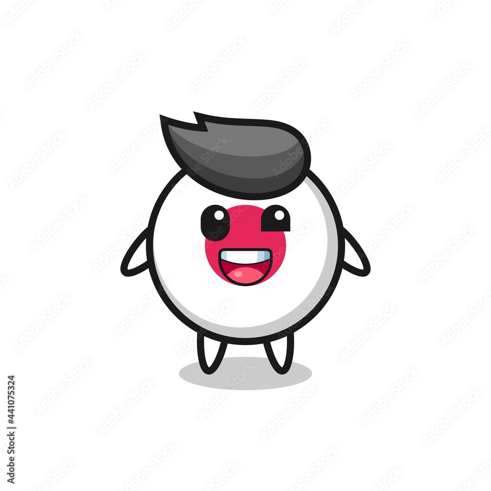 illustration of an japan flag badge character with awkward poses