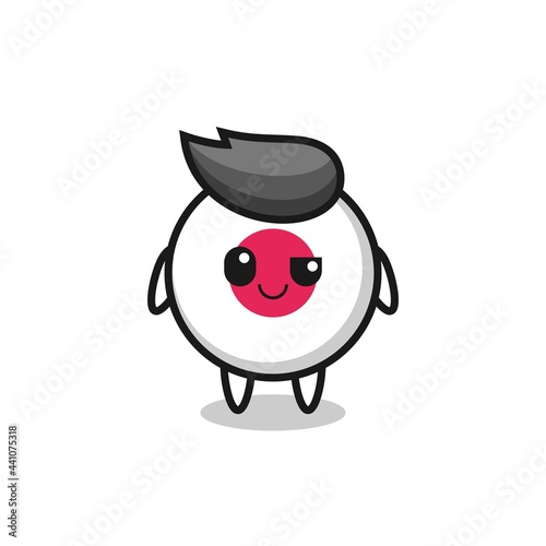 japan flag badge cartoon with an arrogant expression